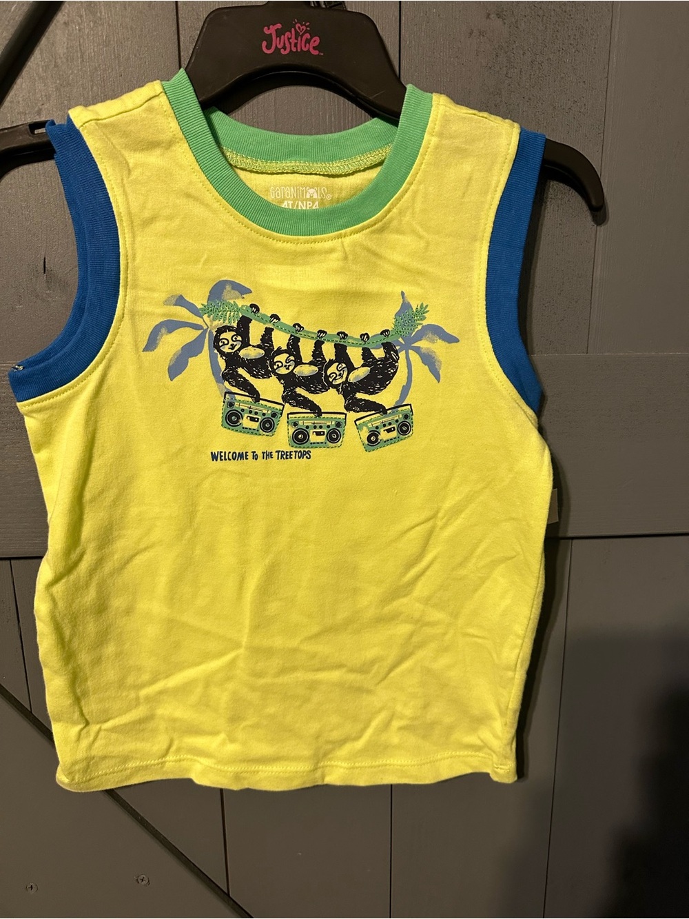 Title: NWT Garanimals Toddler Boys Size 4T Sloth Graphic Muscle Tank Top